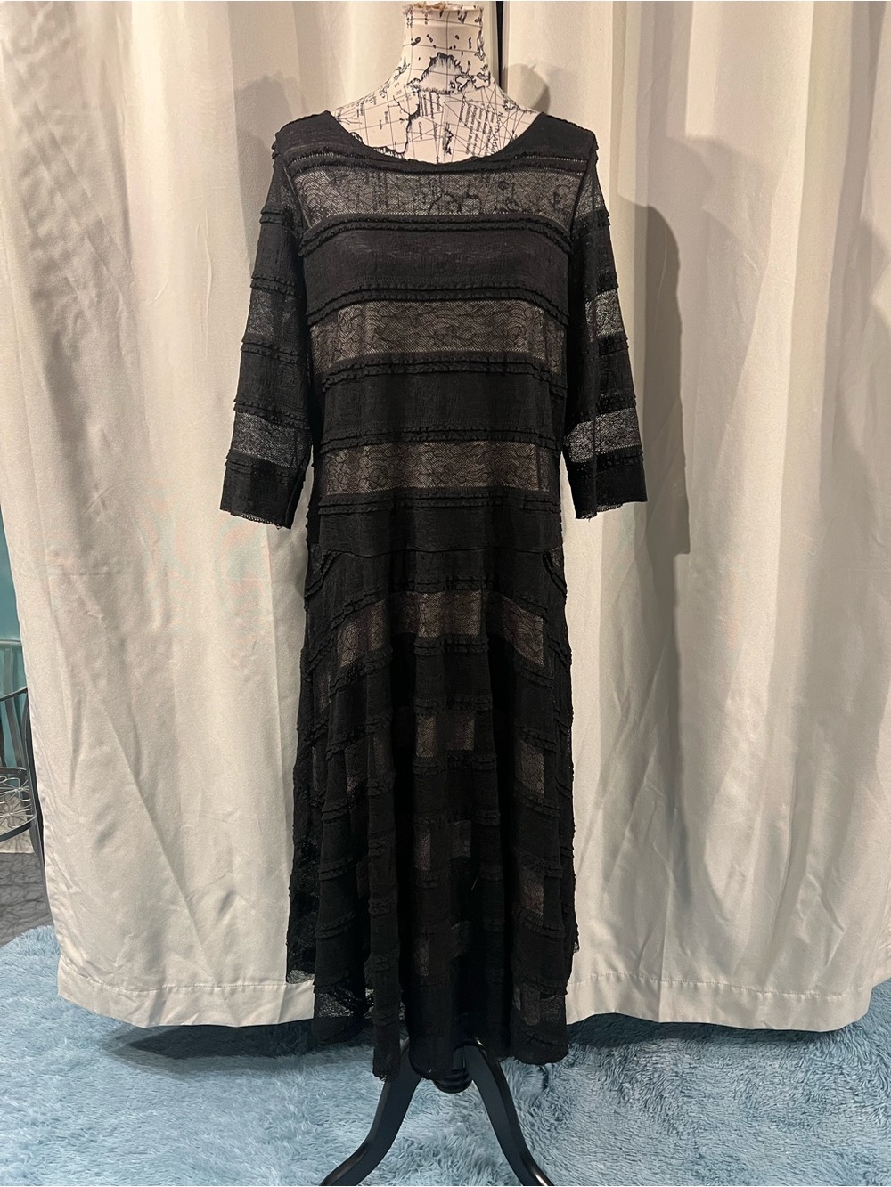 7 for $30 Signature by Sangria Black Layered Lace Dress